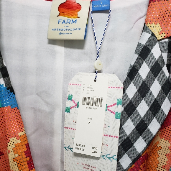 ❗SOLD❗Farm Rio | Gingham Floral Long Sleeve Collared Wrap Dress - Picture 15 of 16